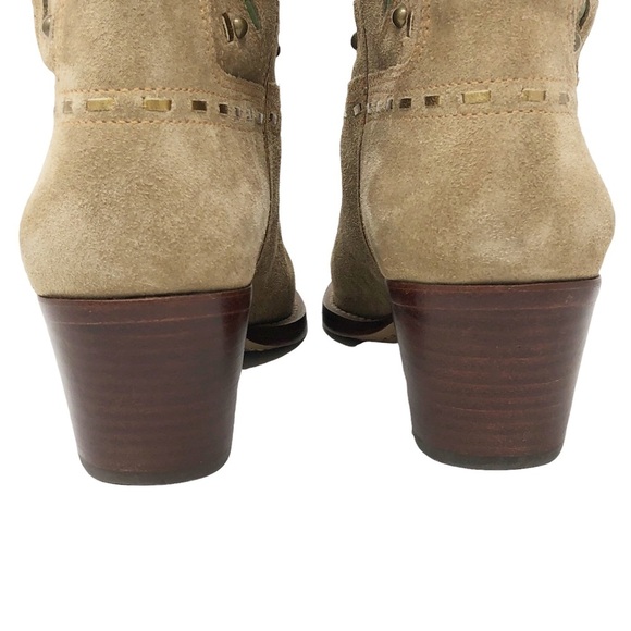 Cole Haan Tan Suede‎ Square Toe Cowboy Boots - Picture 7 of 11